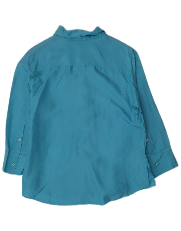 Andrea Mare blusa feminina manga 3/4 Reino Unido 10 seda azul pequena