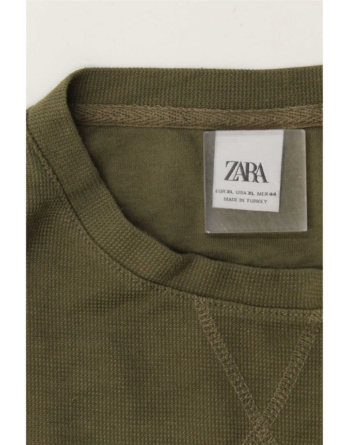 Zara Camiseta masculina Top XL Caqui