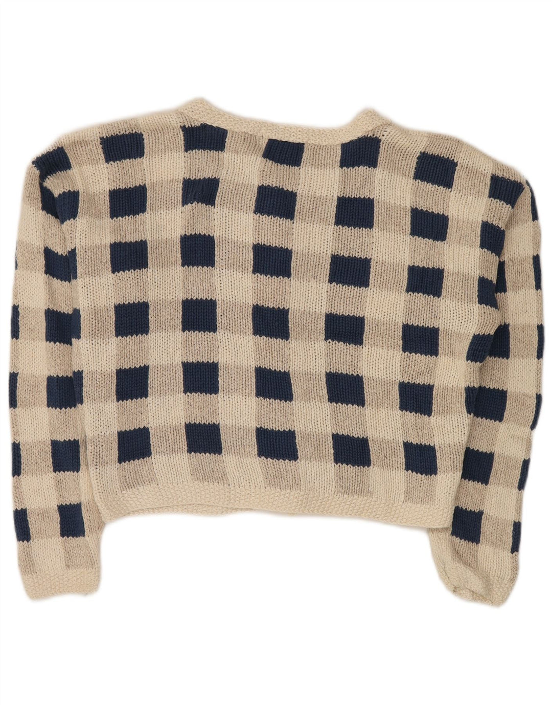 Suéter cardigan feminino Eddie Bauer Reino Unido 14 seda xadrez cinza médio