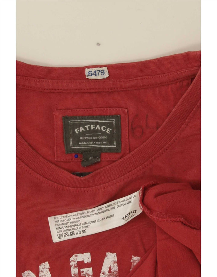 Camiseta masculina Fat Face da Grã-Bretanha com estampa gráfica de algodão vermelho médio