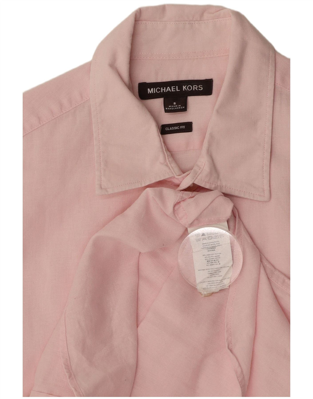 Camisa masculina MICHAEL KORS Classic Fit pequena rosa linho