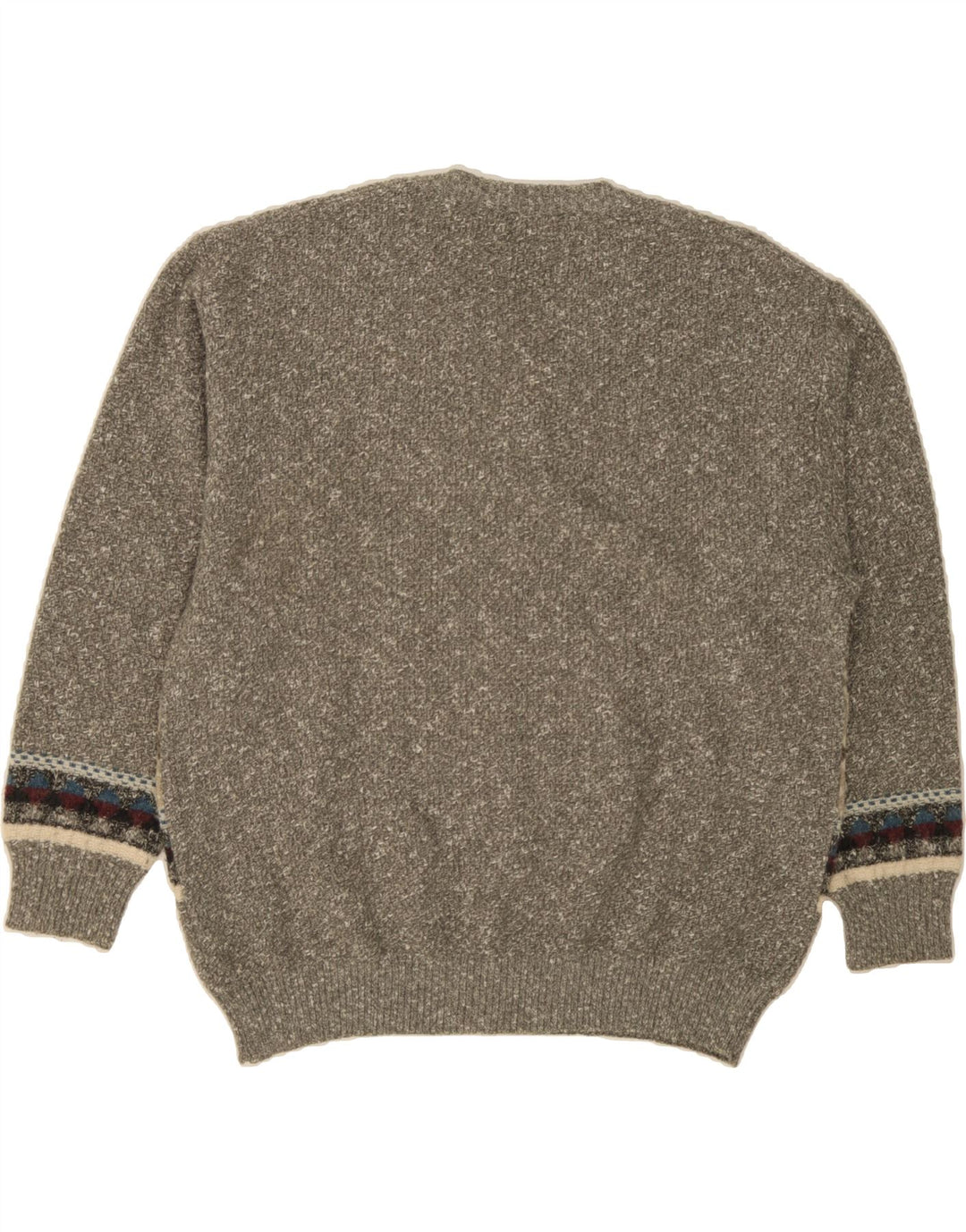 SUSPENSE COLLECTION Mens V-Neck Jumper Sweater IT 56 XL Grey Fair Isle Vintage Suspense Collection and Second-Hand Suspense Collection from Messina Hembry 