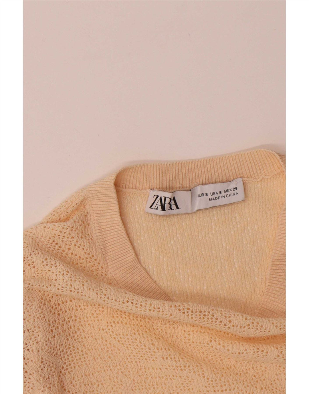 Top feminino Zara manga comprida UK 8 pequeno bege