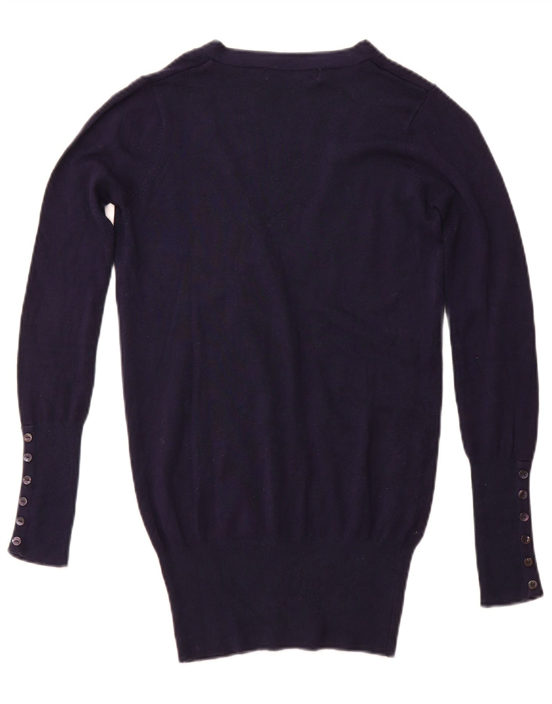 Suéter cardigã feminino ZARA Reino Unido 10 pequeno rayon azul marinho