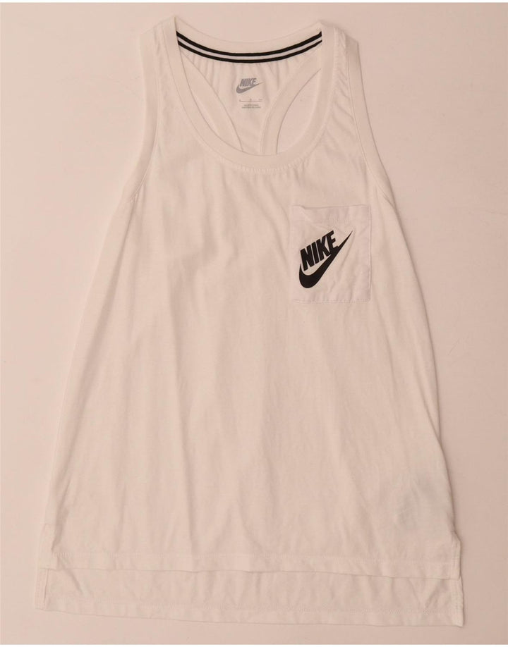 Colete gráfico feminino Nike UK 10 pequeno modal branco