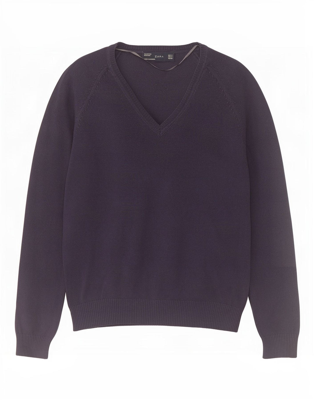 Suéter feminino Zara com decote em V Reino Unido 12 médio azul marinho
