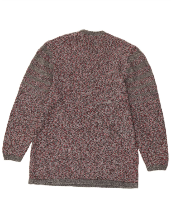 Suéter feminino VINTAGE com gola redonda UK 16 grande multicolorido manchado