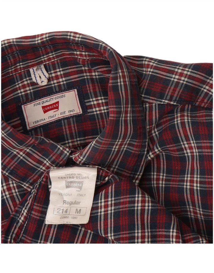 Camisa masculina de flanela Carrera Regular Fit médio vermelho xadrez algodão