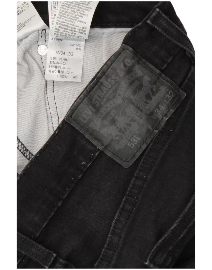 Levi's Masculino 531 Slim Jeans W34 L32 Algodão Preto