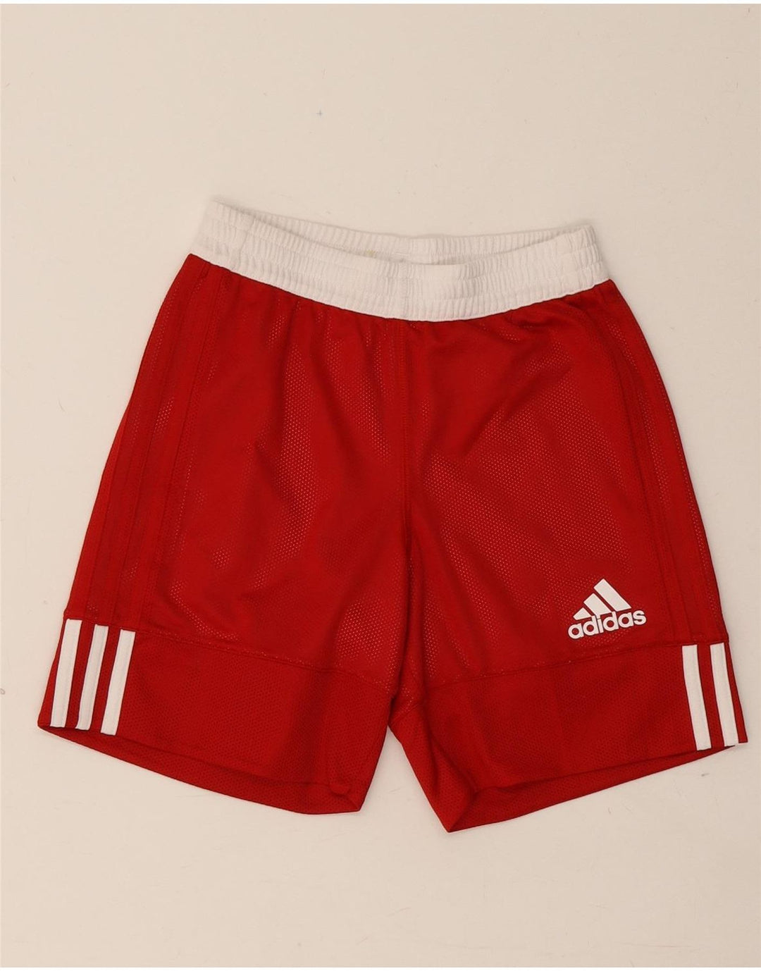 Shorts esportivos masculinos Adidas 9-10 anos poliéster colorblock vermelho