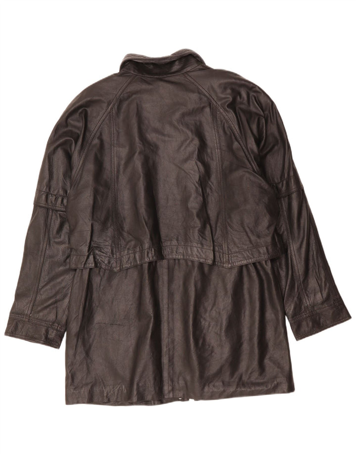 Casaco de couro vintage feminino grande Reino Unido 16 grande preto