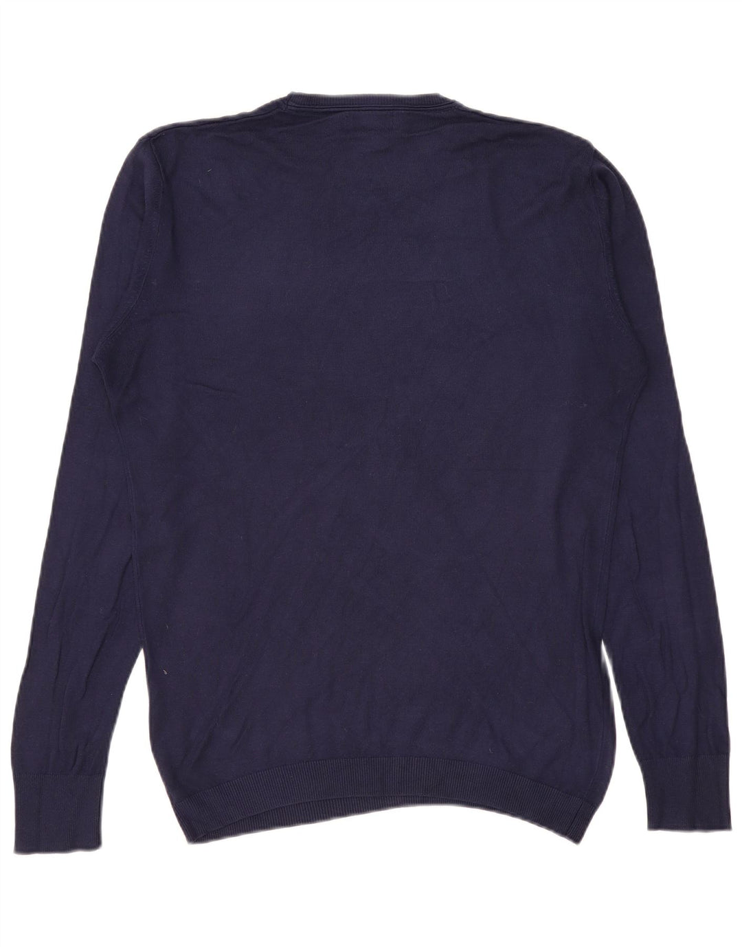 Zara Suéter masculino com gola redonda grande azul marinho