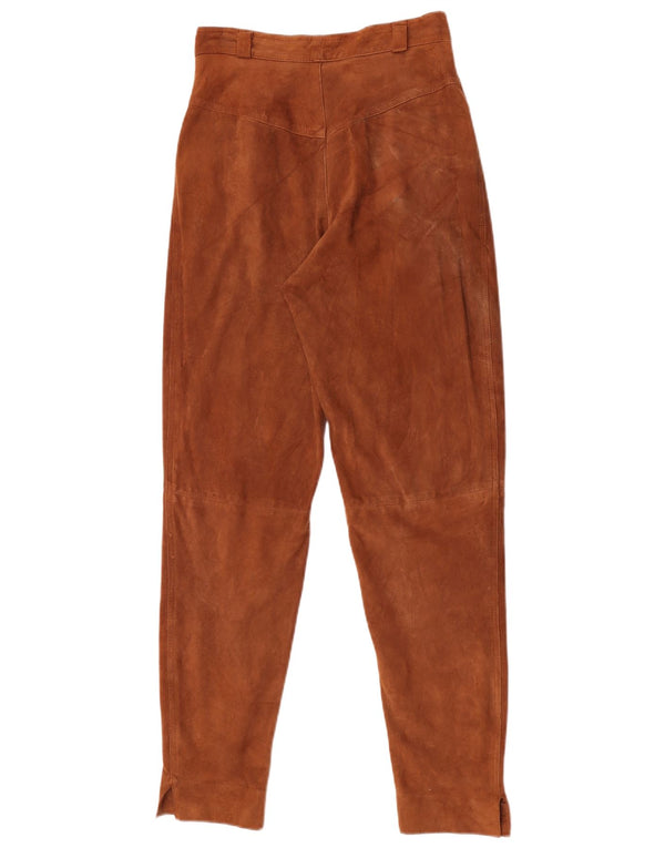 Calça feminina vintage de camurça cônica IT 42 médio W26 L30 camurça marrom