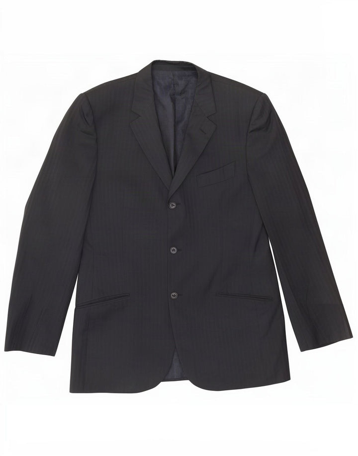 Carlo Pignatelli Jaqueta blazer masculina de 3 botões IT 52 XL risca de giz azul marinho