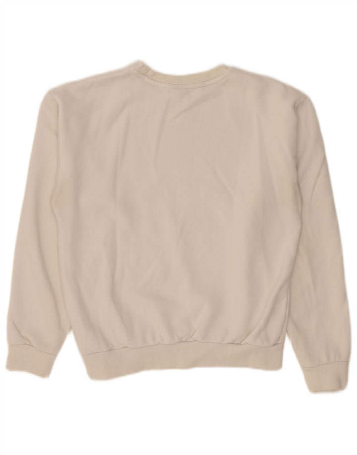 Puma feminino gráfico oversized moletom jumper UK 8 pequeno algodão branco