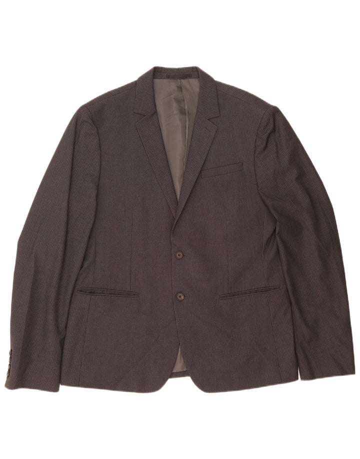 Jaqueta blazer masculina All Saints com 2 botões Reino Unido 42 XL risca de giz cinza