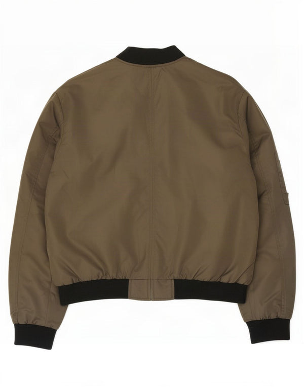 Zara Jaqueta bomber feminina oversized UK 14 Medium Khaki Colourblock