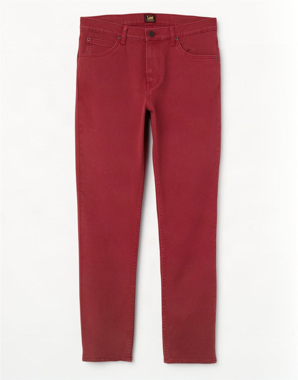 Lee Mens Rider Straight Slim Jeans W31 L32 Algodão Borgonha