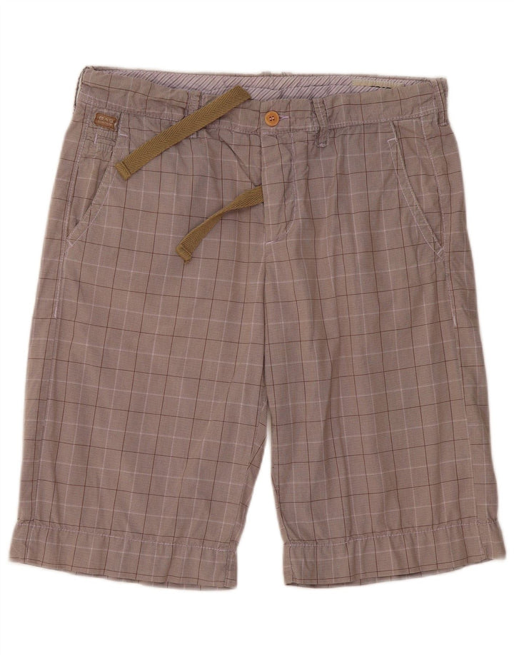 Gas Mens Chino Shorts W34 Grande Xadrez Cinza