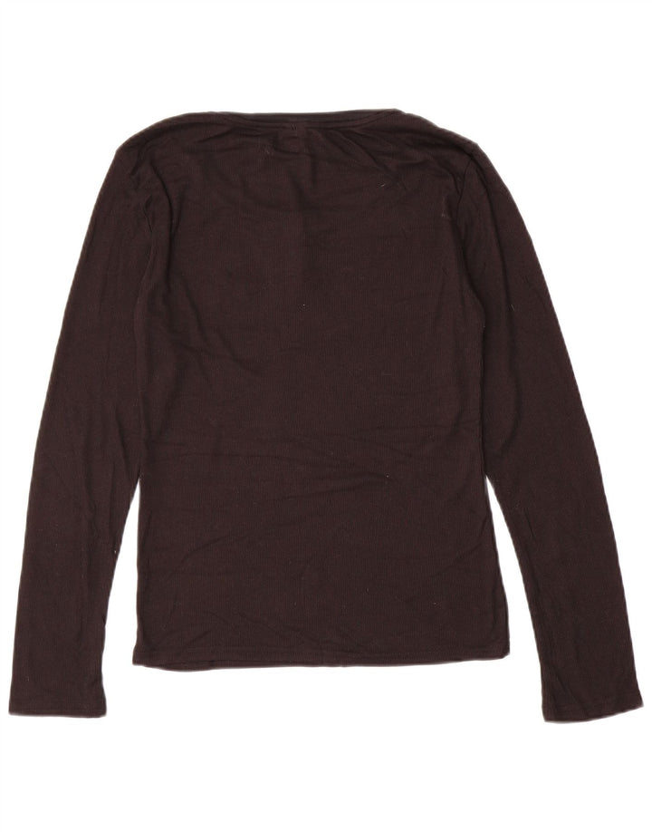 CALVIN KLEIN Top feminino manga comprida UK 10 pequeno marrom