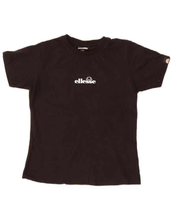 Camiseta feminina Ellesse com estampa gráfica UK 8 pequena algodão preto
