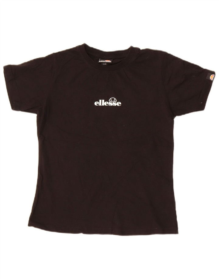 Camiseta feminina Ellesse com estampa gráfica UK 8 pequena algodão preto
