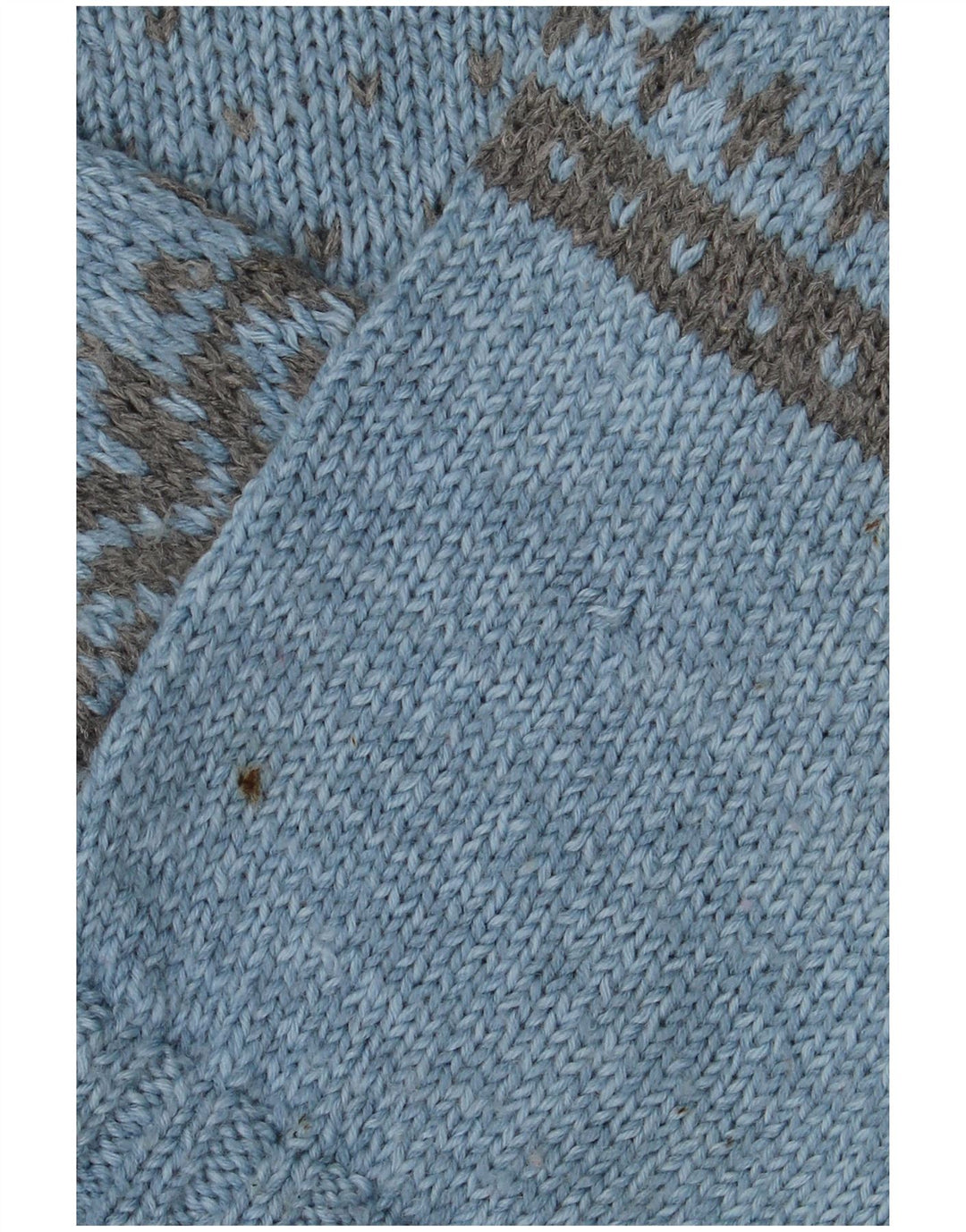 Suéter masculino vintage com gola canoa grande azul Fair Isle