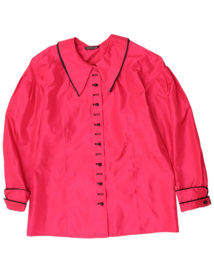 Blusa feminina Lutz Teutloff Reino Unido 14 grande rosa poliéster