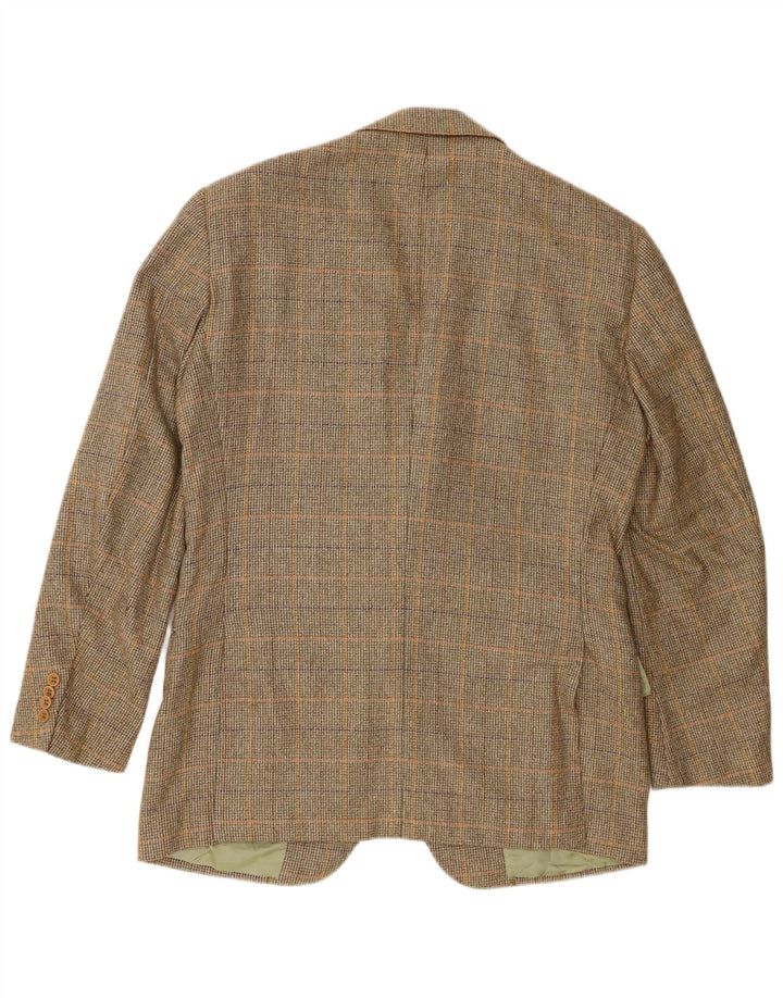 Jaqueta blazer masculina Abla com 2 botões IT 50 grande lã houndstooth verde