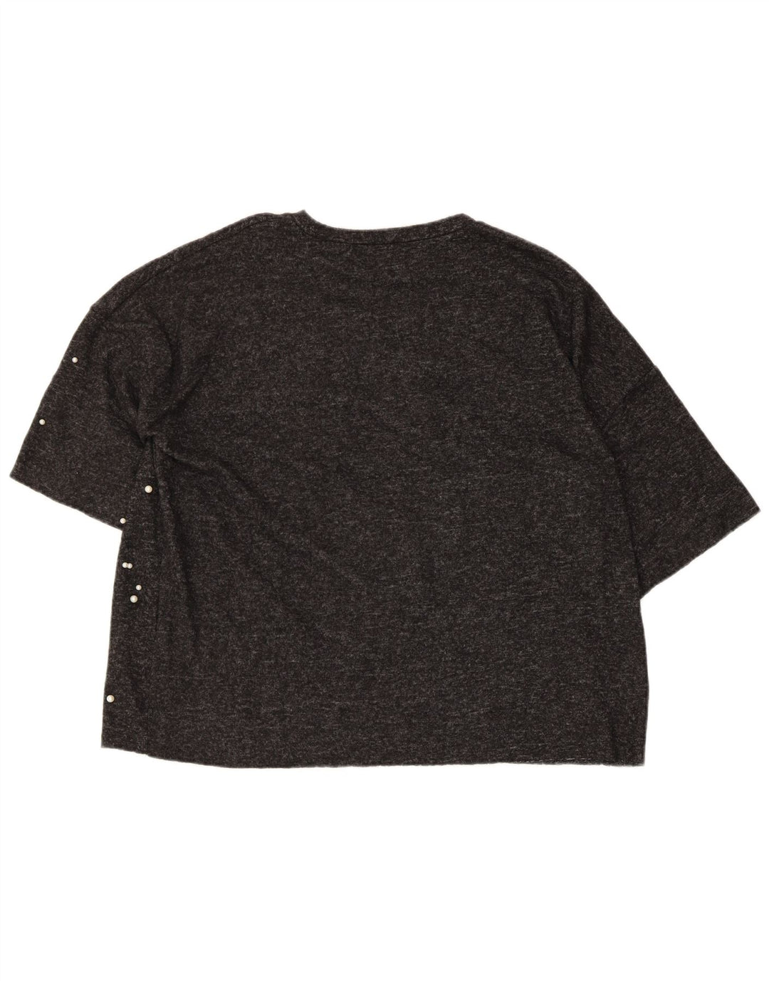 Camiseta feminina grande Zara UK 10 poliéster cinza pequeno