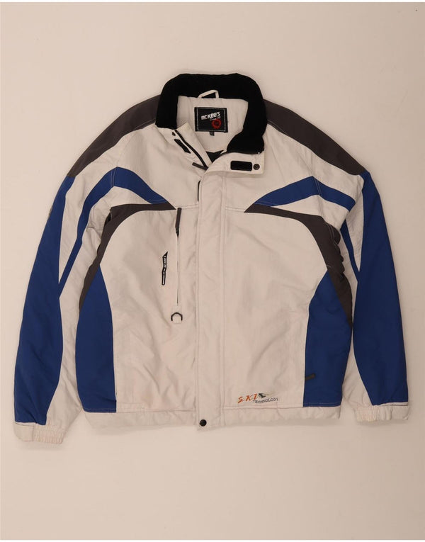Jaqueta de esqui masculina MC Kee UK 42 XL branco colorblock nylon
