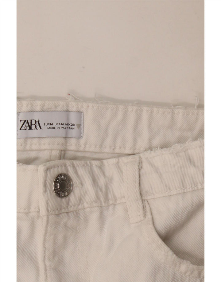 Zara Mini saia jeans feminina média W28 branca