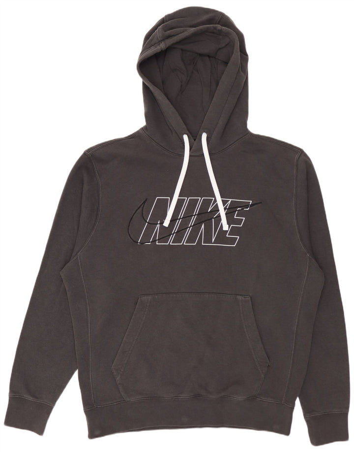 Jumper com capuz gráfico masculino Nike médio cinza algodão