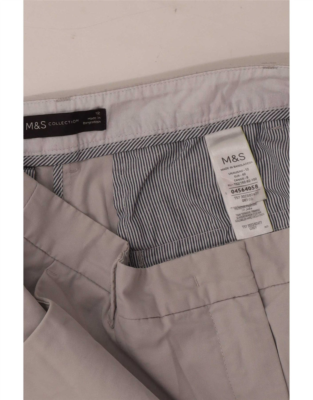 Shorts Chino Feminino Marks & Spencer Reino Unido 12 Médio W30 Algodão Cinza