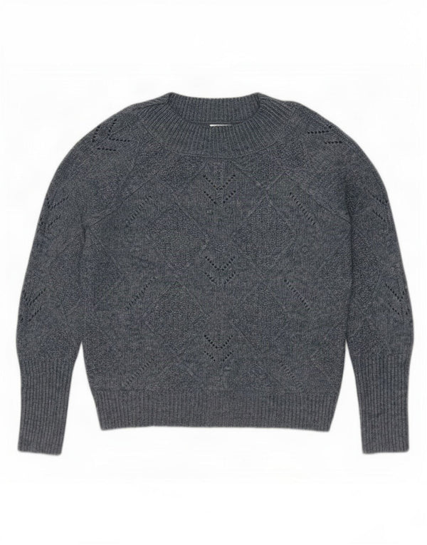 Marks & Spencer Womens Crop Turtle Neck Jumper Sweater UK 6 XS Blue Acrylic