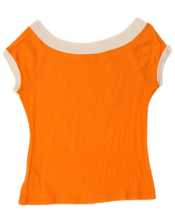 Camiseta feminina com estampa cropped LEE Reino Unido 12 algodão laranja médio