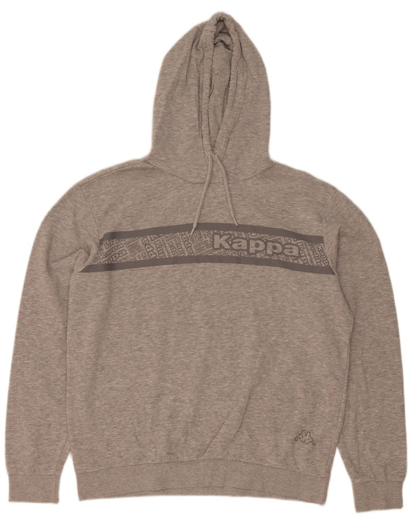 Kappa moletom com capuz masculino gráfico XL cinza manchado de algodão