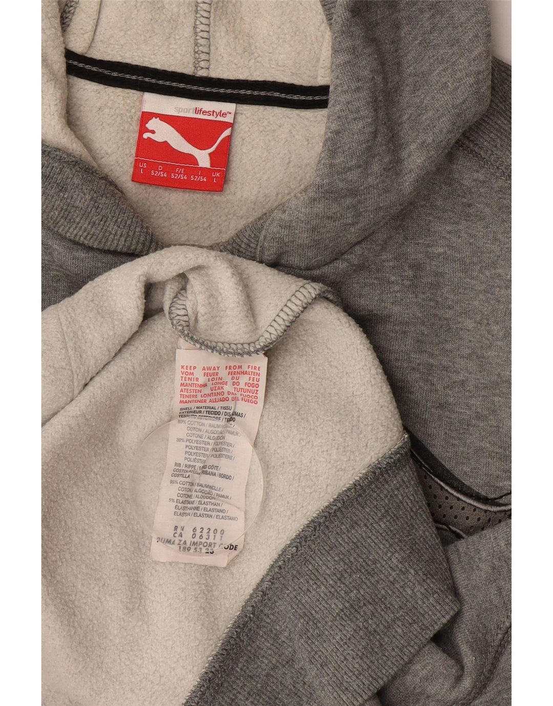 Suéter com capuz gráfico masculino Puma grande algodão cinza