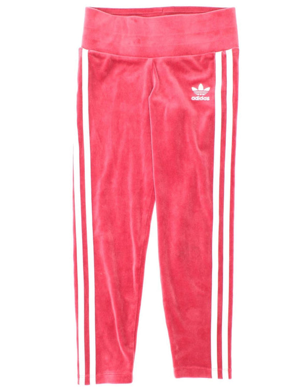 Leggings de veludo Adidas meninas 7-8 anos rosa poliéster