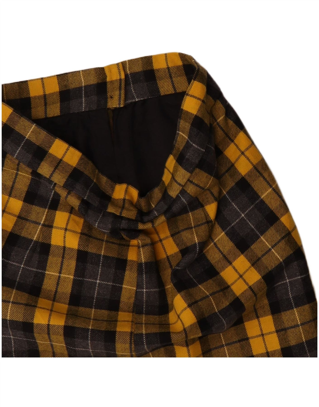 Minissaia feminina vintage W28 xadrez amarelo médio