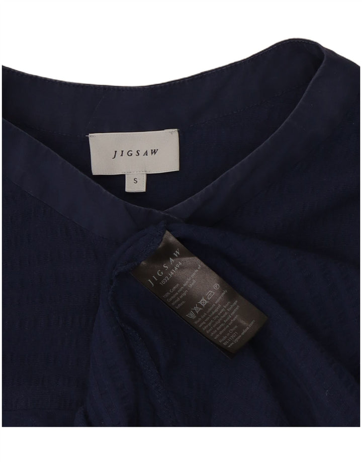 Vestido maxi feminino Jigsaw Reino Unido 10 pequeno algodão azul marinho