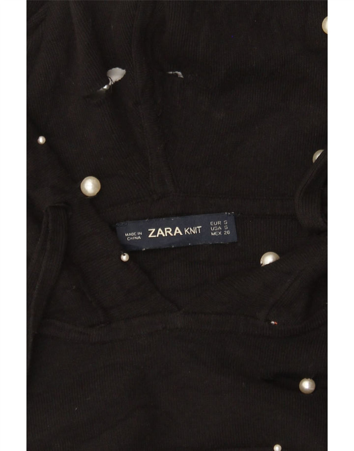 Suéter feminino Zara com capuz grande e grande Reino Unido 10 pequeno preto