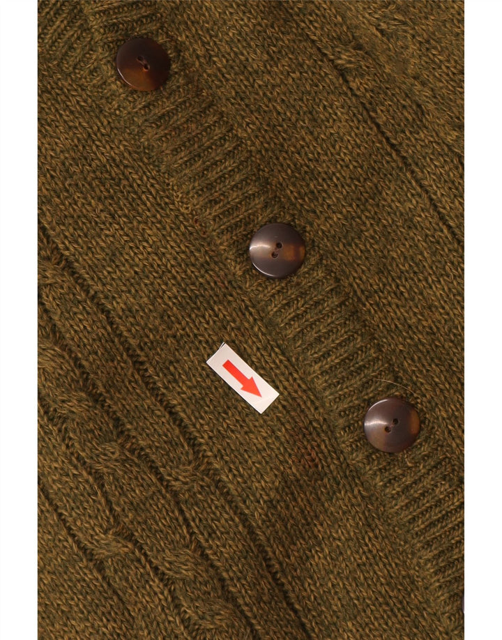 Suéter cardigã masculino VINTAGE grande lã cáqui alpaca
