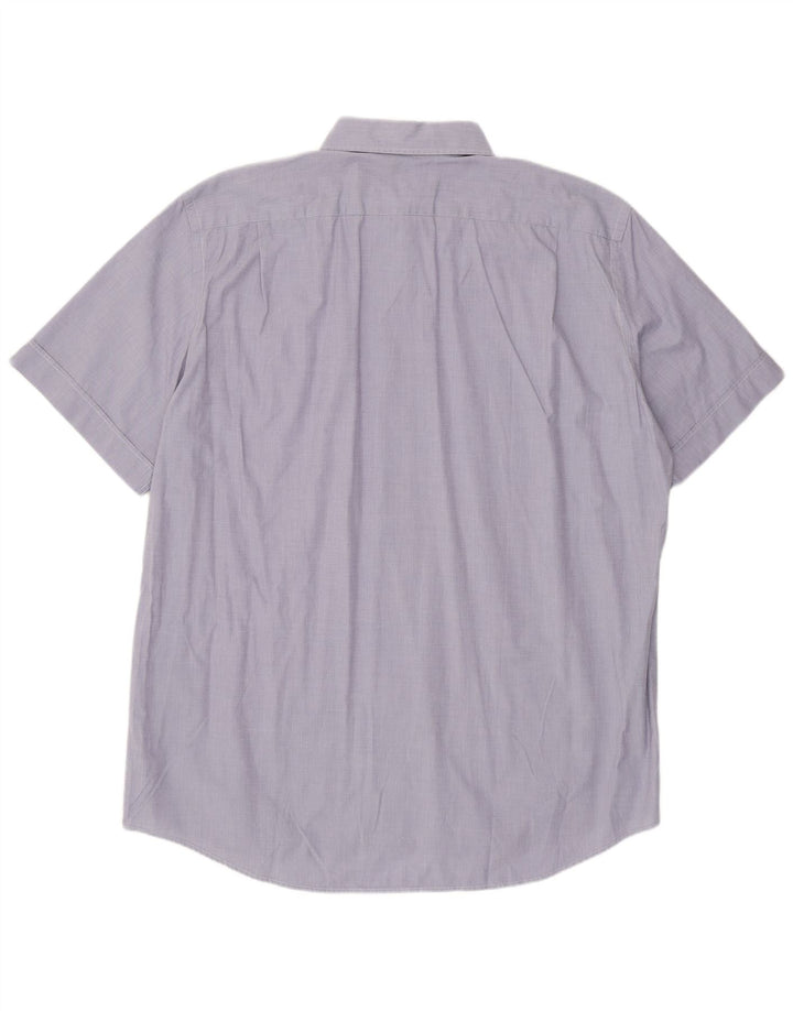 Lacoste camisa masculina de manga curta tamanho 43 grande azul algodão