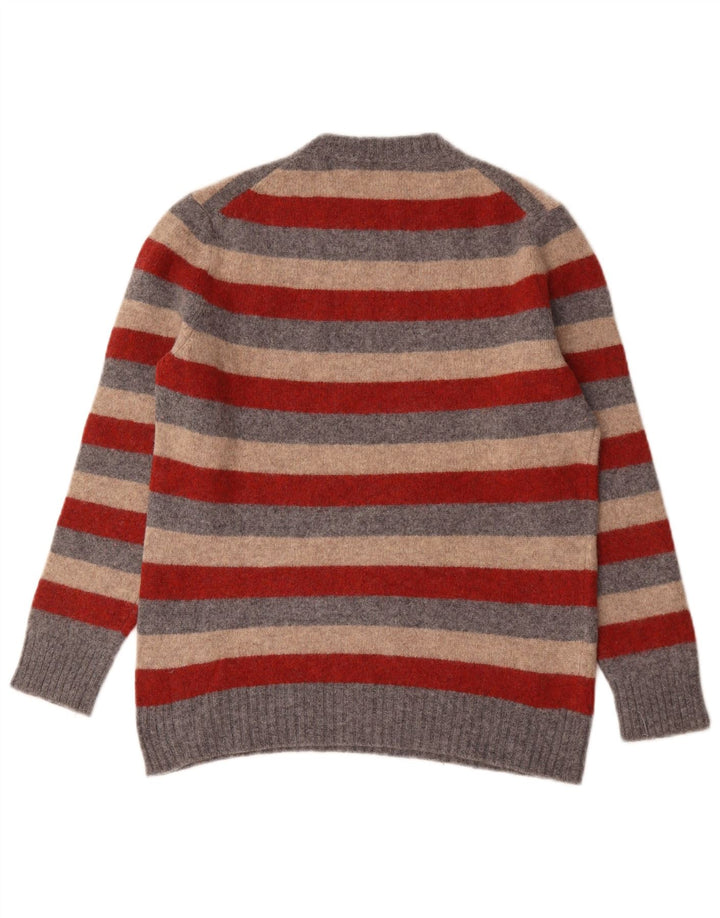 Suéter masculino Benetton com gola redonda, grande listrado multicolorido