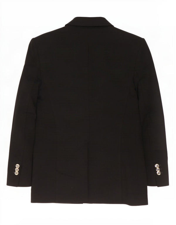 Jaqueta blazer feminina Zara com peito duplo Reino Unido 10 poliéster preto pequeno