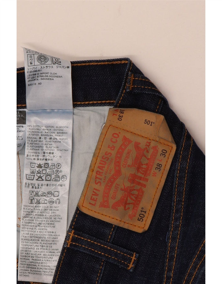 Levi's Masculino 501 Straight Jeans W38 L26 Azul Marinho Algodão