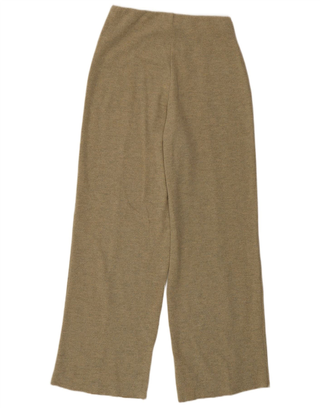 Zara Calça feminina tricotada com pernas largas pequena W26 L30 verde poliéster
