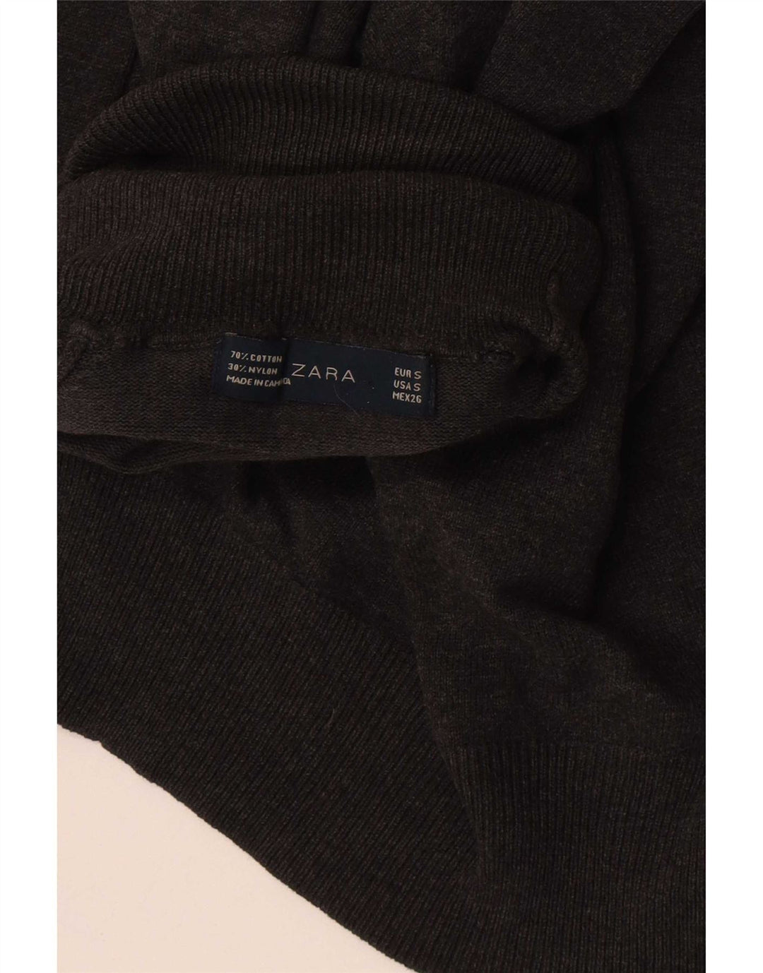 Suéter feminino Zara com gola redonda e algodão cinza pequeno Reino Unido 10