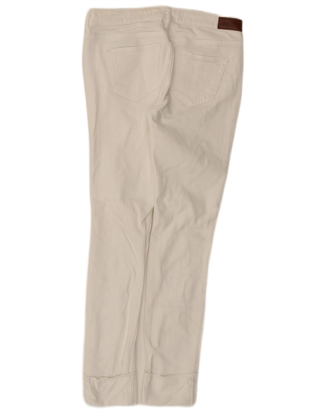 HOLLISTER Calça jeans feminina cintura baixa envelhecida W26 L28 algodão branco